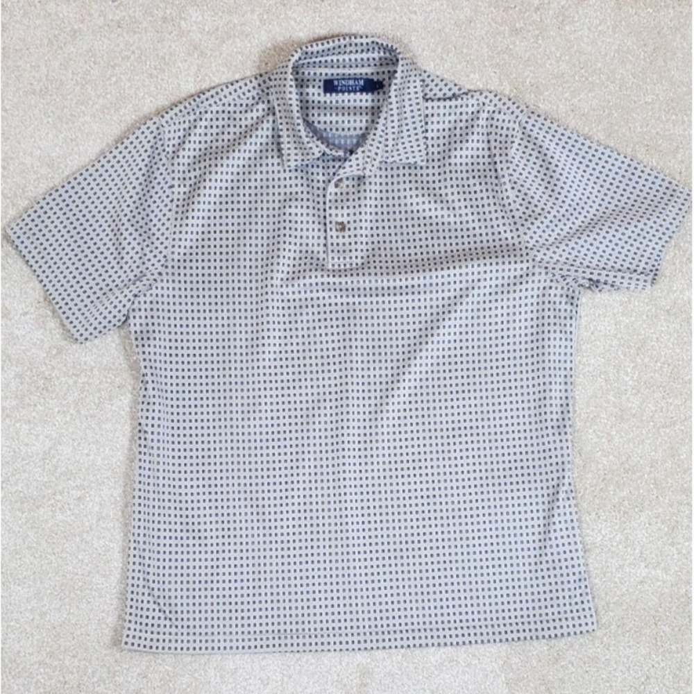 Windham Pointe Men's Polo Shirt Size Large  Short Sleeve Tan With Navy